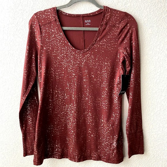 a.n.a | Tops | Ana A New Approach Madison Rust Shirt Size Xs Gold Specs ...